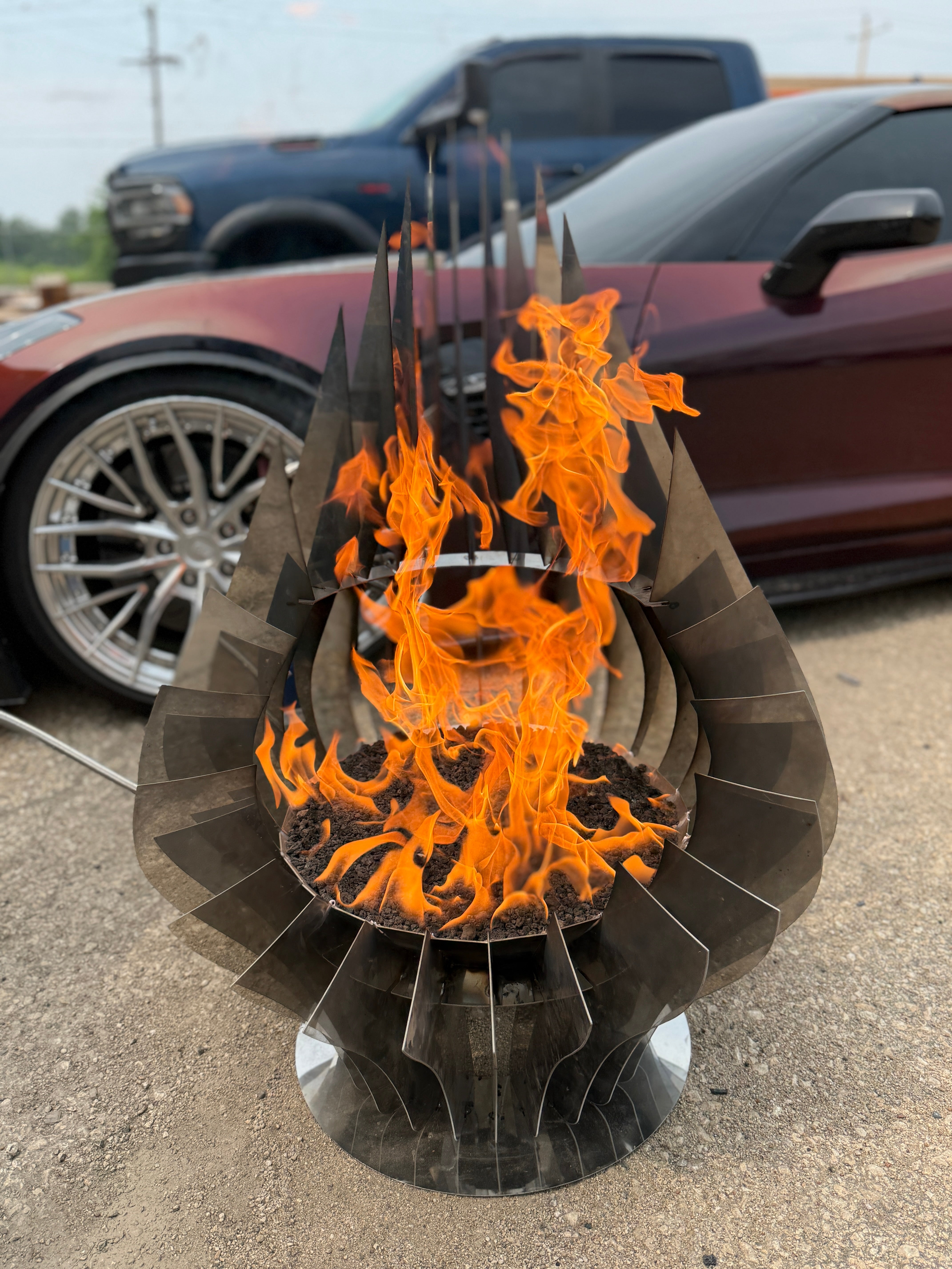 Premium Steel Modern Fire Pit - Fully Built  |  Wood-burning or Gas Option  |  Unique Outdoor Fireplace | Custom Sizes Available