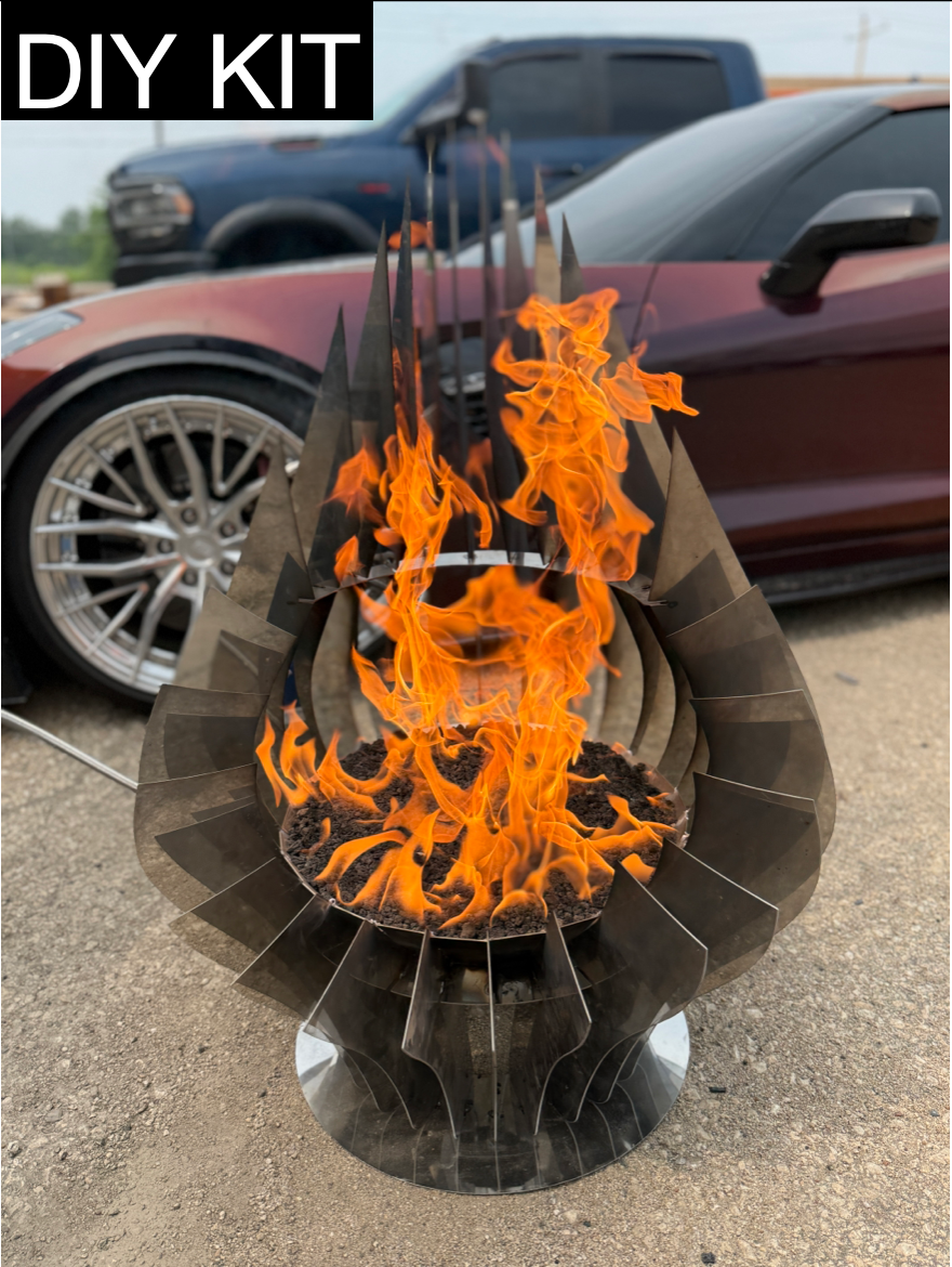 Premium Steel Modern Fire Pit - DIY Kit  |  Wood-burning or Gas Option  |  Unique Outdoor Fireplace | Custom Sizes Available