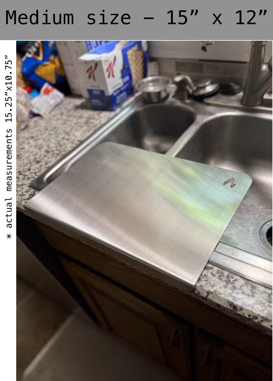 Stainless Steel Cutting Board Brushed Metal Anti-Slip - Hygienic Kitchen Essential (Heavyweight Series)